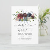 Boho Chic Burgund und Navy Weinprobe Einladung (Stehend Vorderseite)