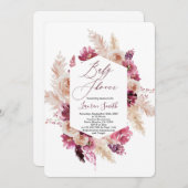 Boho chic burgundy Baby Shower Einladung (Vorne/Hinten)