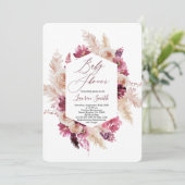 Boho chic burgundy Baby Shower Einladung (Stehend Vorderseite)