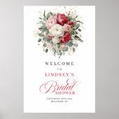 Boho Chic Burgundy Blush Bridal Shower Welcome Poster (Vorne)