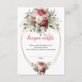 Boho Chic Burgundy Blush Diaper Raffle Card Begleitkarte (Vorderseite)