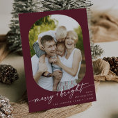 Boho Chic Burgundy Merry Bright Foto Weihnachten