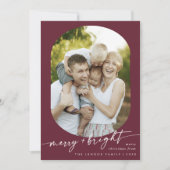 Boho Chic Burgundy Merry Bright Foto Weihnachten (Vorderseite)