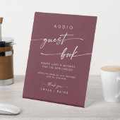 Boho Chic Burgundy Red Audio Guestbook Wedding Sockelschild (In SItu)