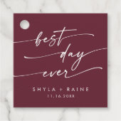 Boho Chic Burgundy Red Best Day Ever Wedding Geschenkanhänger (Vorderseite)