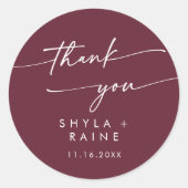 Boho Chic Burgundy Red Danke Gastgeschenk Hochzeit Runder Aufkleber (Vorderseite)