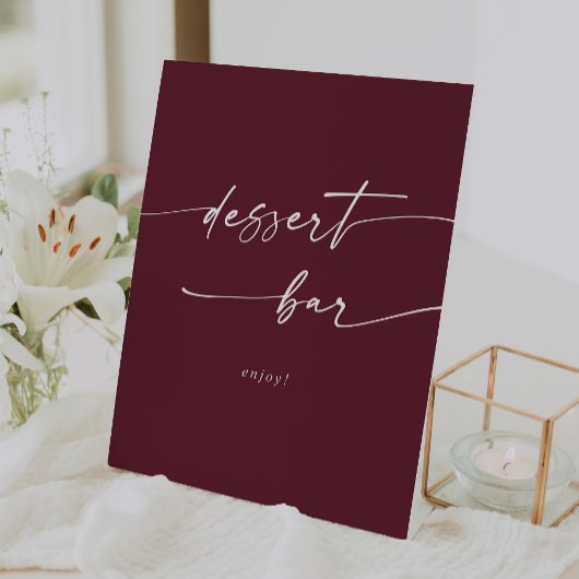 Boho Chic Burgundy Red Dessert Bar Wedding Sockelschild