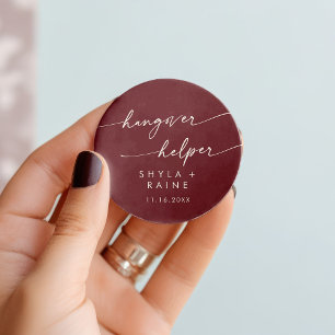 Boho Chic Burgundy Red Hangover Helper Bevorzugung Runder Aufkleber
