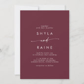 Boho Chic Burgundy Red Lässig Foto Wedding Einladung (Vorderseite)