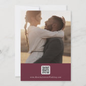 Boho Chic Burgundy Red Multi Foto QR Code Save The Date (Rückseite)