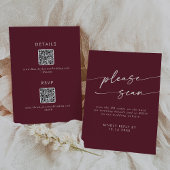 Boho Chic Burgundy Red QR Code Details RSVP Karte