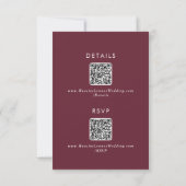 Boho Chic Burgundy Red QR Code Details RSVP Karte (Rückseite)