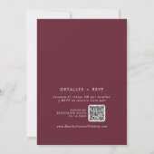 Boho Chic Burgundy Red QR Code Spanische Hochzeit Einladung (Rückseite)