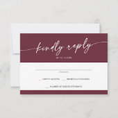Boho Chic Burgundy Red Simple Wedding RSVP Karte (Vorderseite)