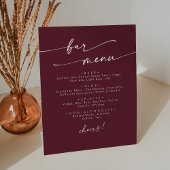 Boho Chic Burgundy Red Wedding Bar Sockelschild