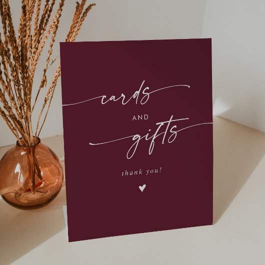Boho Chic Burgundy Red Wedding Cards und Geschenke Sockelschild