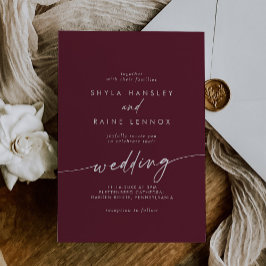 Boho Chic Burgundy Red Wedding Einladung