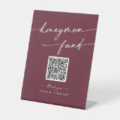 Boho Chic Burgundy Red Wedding Honeymoon Fund Sockelschild (Vorderseite)