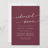 Boho Chic Burgundy Red Wedding Probe Dinner Einladung (Vorderseite)
