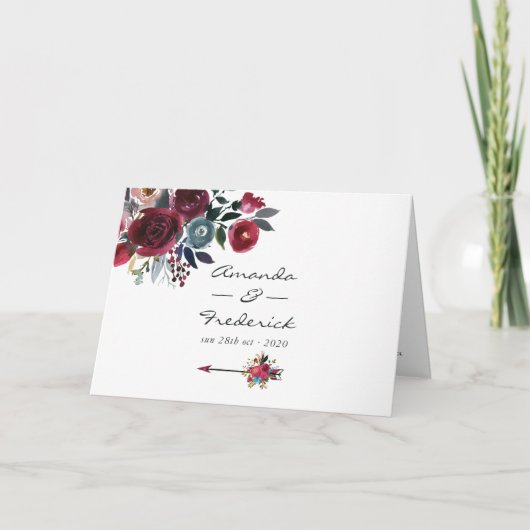Boho Chic Burgundy und blumenreiche Hochzeit der M Programm (Vorderseite)