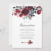 Boho Chic Burgundy und die Marine Blumenzwiebeln Q Einladung (Vorderseite)