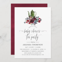 Boho Chic Burgundy und Navy Baby Shower Tee Party
