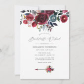 Boho Chic Burgundy und Navy Bachelorette Weekend Einladung (Vorderseite)