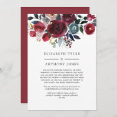 Boho Chic Burgundy und Navy Reduced Guest List Ankündigung (Vorne/Hinten)