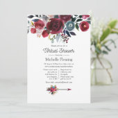 Boho Chic Burgundy und Navy Virtual Baby Shower Einladung (Stehend Vorderseite)