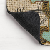 Boho chic burlap nautischer Kompass Blue Anker Mousepad (Ecke)
