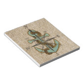 Boho chic burlap nautischer Kompass Blue Anker Notizblock (angewinkelt)
