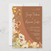 Boho Chic Burnt Orange Rust Terracotta Wedding Einladung (Vorderseite)