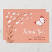 Boho Chic Butterfly Floral Elegantes Brautparty Dankeskarte (Vorne/Hinten)