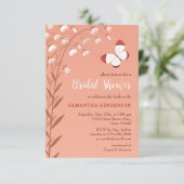 Boho Chic Butterfly Floral Elegantes Brautparty Einladung (Stehend Vorderseite)