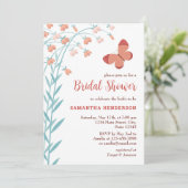 Boho Chic Butterfly Floral Elegantes Brautparty Einladung (Stehend Vorderseite)