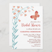 Boho Chic Butterfly Floral Elegantes Brautparty Einladung (Vorne/Hinten)