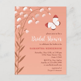 Boho Chic Butterfly Floral Elegantes Brautparty Einladungspostkarte
