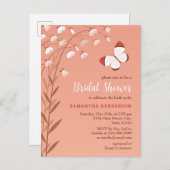 Boho Chic Butterfly Floral Elegantes Brautparty Einladungspostkarte (Vorne/Hinten)