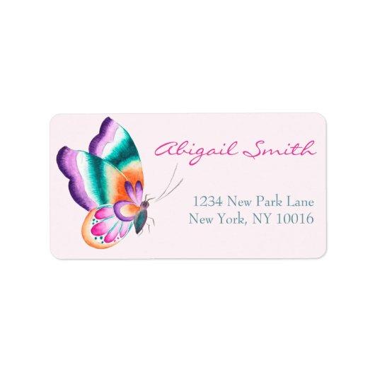 Boho Chic Butterfly Labels Adressaufkleber (Vorne)