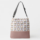 Boho Chic Butterfly Rainbow Pattern Name Baby Tragetaschen Mit Langen Trägern (Rückseite)