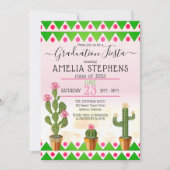 Boho Chic Cactus Fiesta Graduation Party Einladung (Vorderseite)