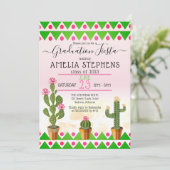 Boho Chic Cactus Fiesta Graduation Party Einladung (Stehend Vorderseite)