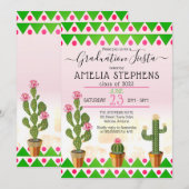 Boho Chic Cactus Fiesta Graduation Party Einladung (Vorne/Hinten)