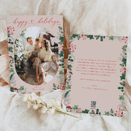 Boho Chic Calligraphy Blush Pink Foto Feiertagskarte