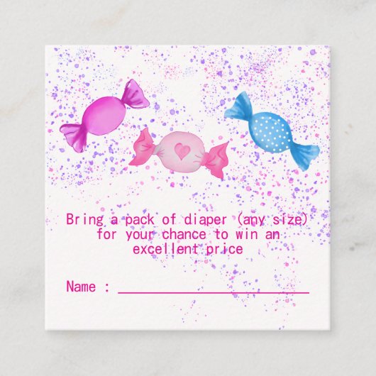 Boho Chic Candy Süßigkeiten Kinderdusche Windelwin Begleitkarte (Vorderseite)