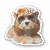 Boho Chic Cavapoo Cavadoodle Aufkleber (Vorderseite)
