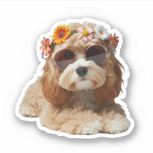 Boho Chic Cavapoo Cavadoodle Aufkleber (Vorderseite)