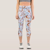 Boho Chic Celestial Blues & Earthy Browns Capri Leggings (Vorderseite)