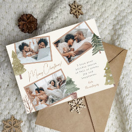 Boho Chic Christmas 3 Foto Collage Pine Trees Feiertagspostkarte