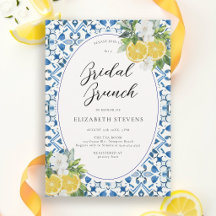 Boho Chic Citrus Italian Blue Tile Brautparty